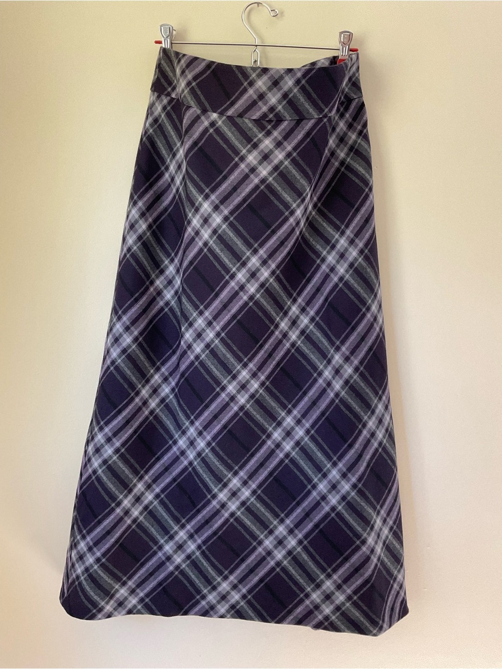 Talbots tartan Plaid Maxi Skirt with Lavender and Gray